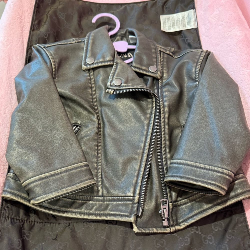 Zara Kids Copper Faux Leather Biker Jacket